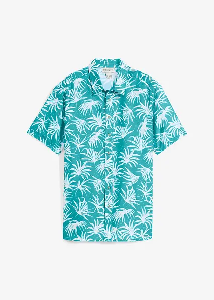 Kurzarmhemd aus Viskose in grün von vorne - bonprix