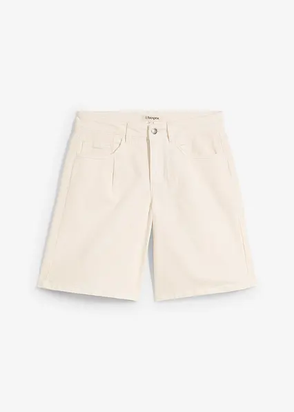 Jeans-Bermuda Mid Waist in beige von vorne - bonprix