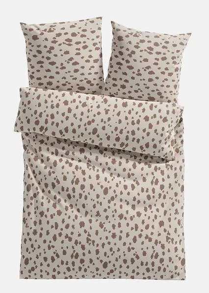 Bettwäsche mit Punkten in beige von vorne - bonprix