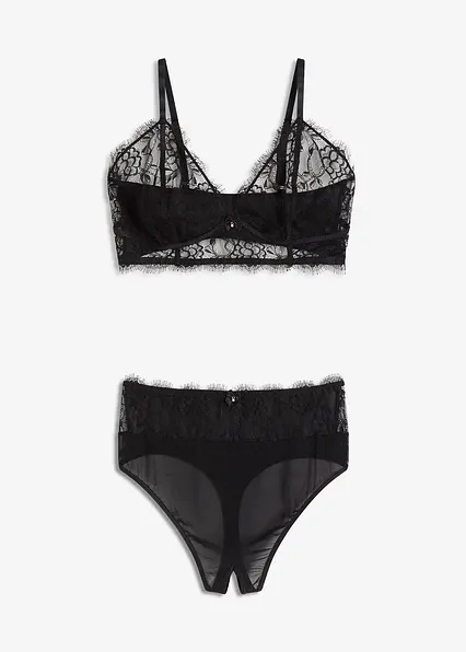 Bustier+Taillenstring ouvert (2-tlg.Set) in schwarz von vorne - bonprix