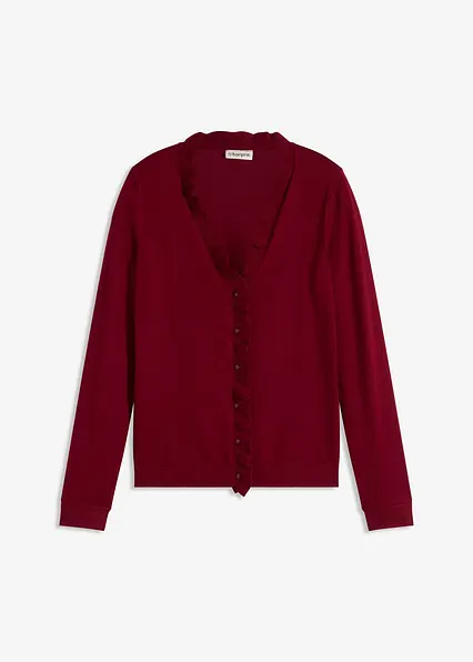 Feinstrickjacke aus fließendem Viskose-Mix in rot von vorne - bonprix