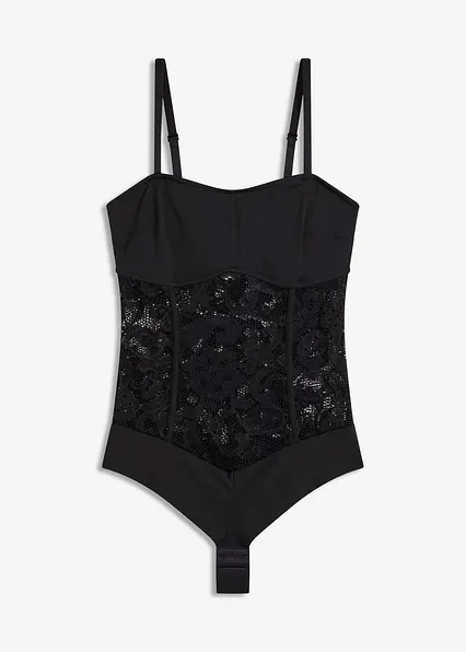 Stringbody aus softem Modal in schwarz von vorne - bonprix