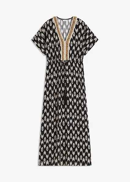 Maxikleid aus fließender Viskose in schwarz von vorne - bonprix