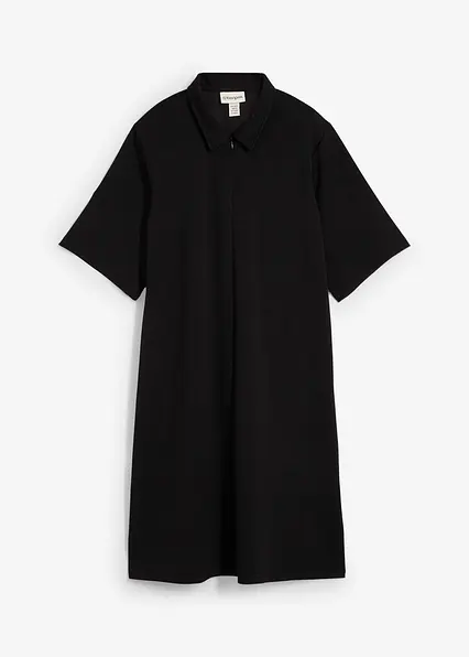 Polokleid aus softem Scuba in schwarz von vorne - bonprix