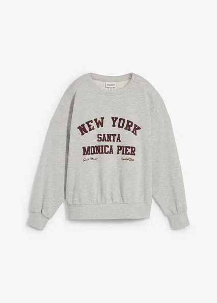Oversize-Sweatshirt in grau von vorne - bonprix