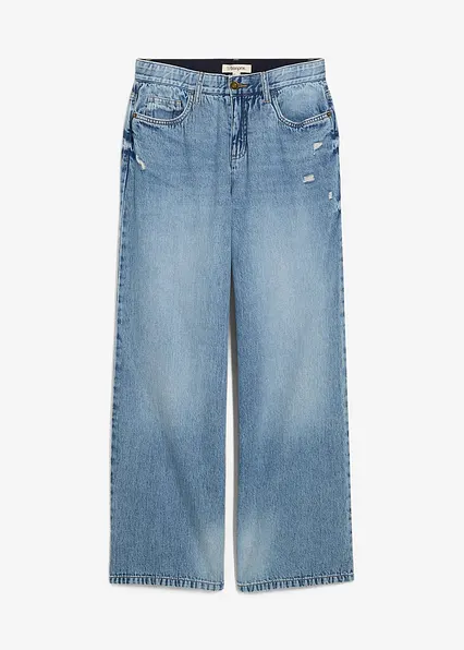Baggy-Jeans Mid Waist in blau von vorne - bonprix