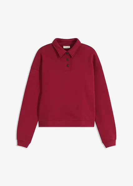 Sweatshirt aus reiner Baumwolle in rot von vorne - bonprix