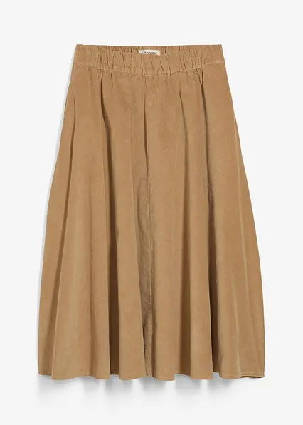 Cordrock aus Baumwoll-Mix in beige von vorne - bonprix