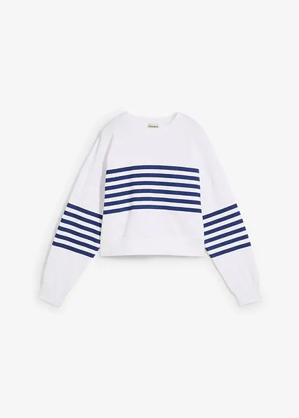 Oversize-Sweatshirt aus reiner Baumwolle in weiß von vorne - bonprix