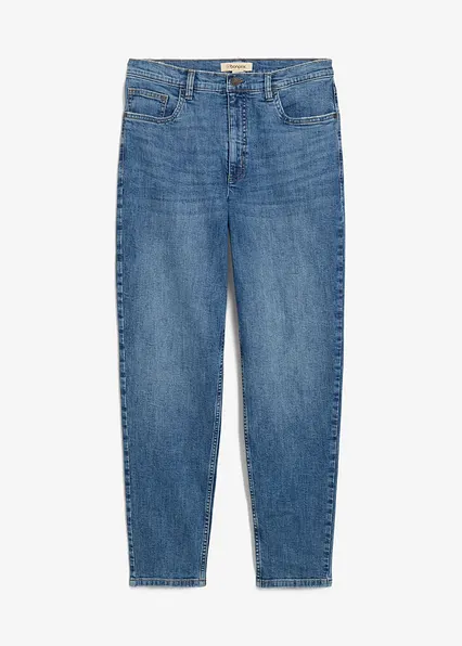 Mom-Jeans High Waist, cropped in blau von vorne - bonprix