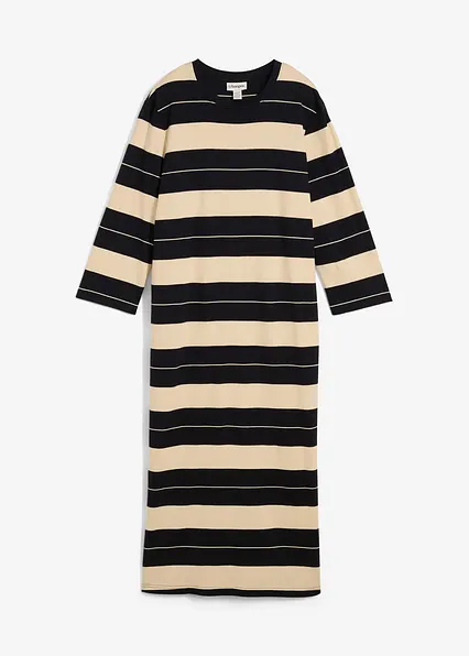 Shirtkleid aus reiner Baumwolle in schwarz von vorne - bonprix