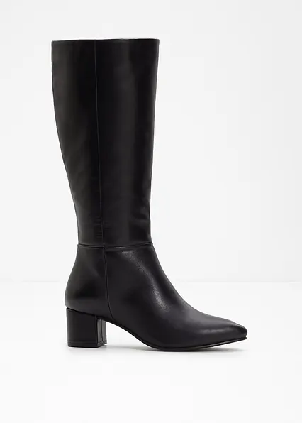 Stiefel aus Leder in schwarz - bonprix