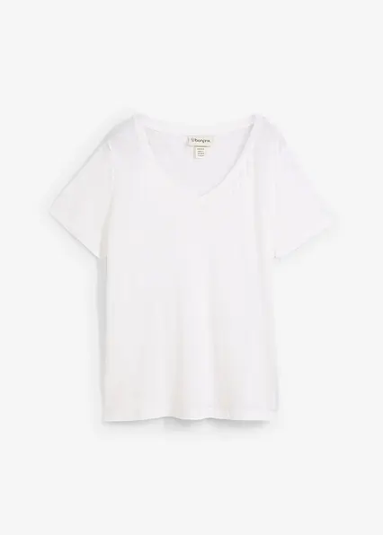Shirt aus reinem Leinen in weiß von vorne - bonprix
