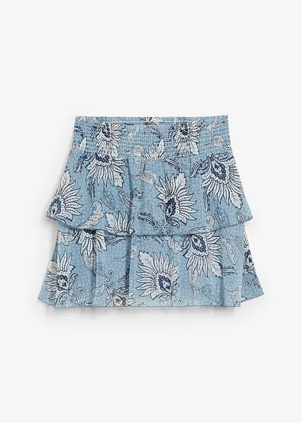 Stufenrock aus strukturiertem Chiffon in weiß von vorne - bonprix