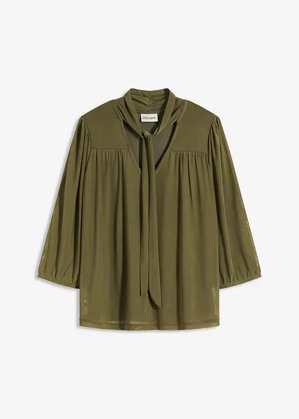 Mesh-Shirt in grün von vorne - bonprix