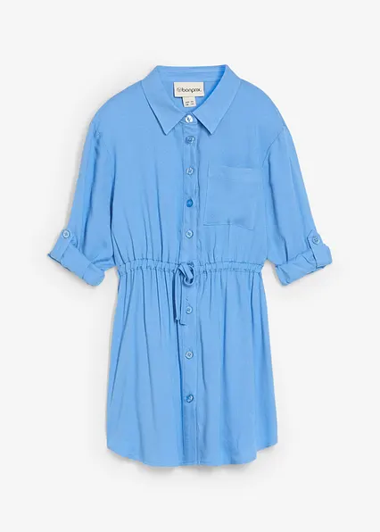 Blusenkleid aus fließender Viskose in blau von vorne - bonprix