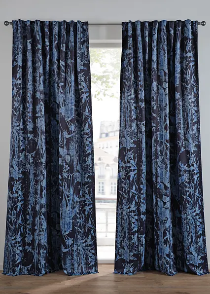 Abdunkelnder Vorhang mit Druck (1er Pack) in blau - bonprix