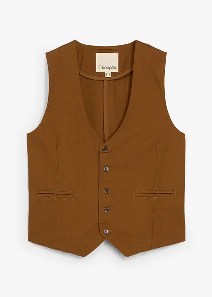 Weste aus Baumwollcanvas in braun von vorne - bonprix