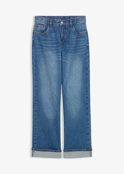 Wide-Leg-Jeans Low Waist in blau von vorne - bonprix