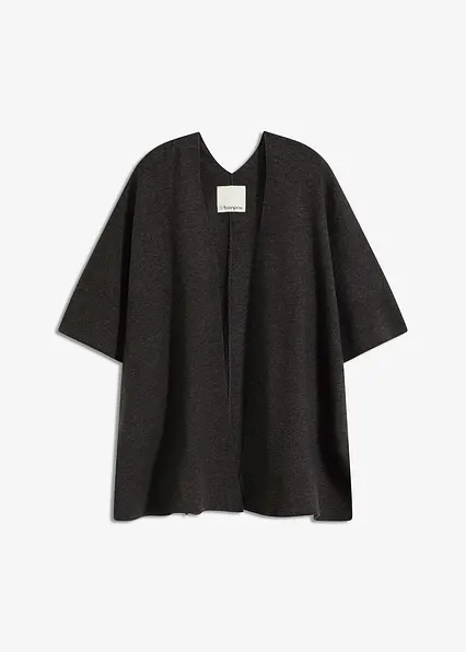 Oversize Strick-Cape in grau von vorne - bonprix