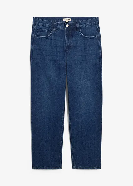 Loose Fit Stretch-Jeans, Straight in blau von vorne - bonprix