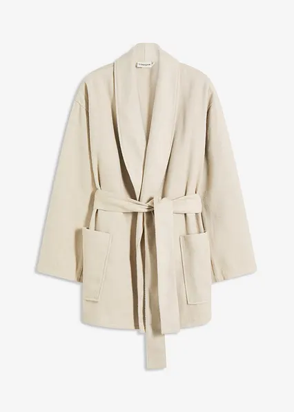 Jacke in Wolloptik in beige von vorne - bonprix
