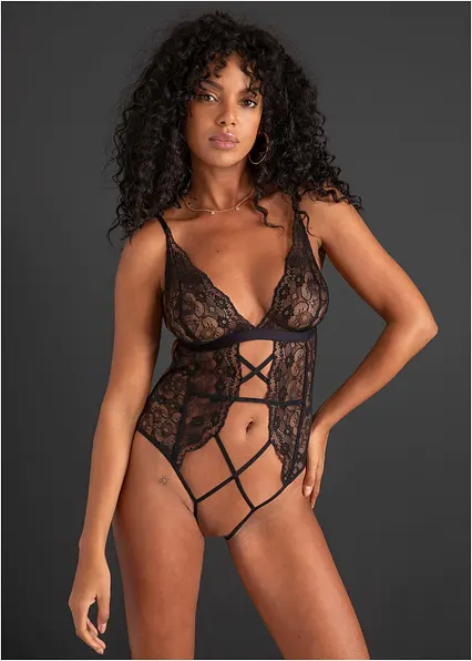 Body ouvert in schwarz (Totalaufnahme) - bonprix