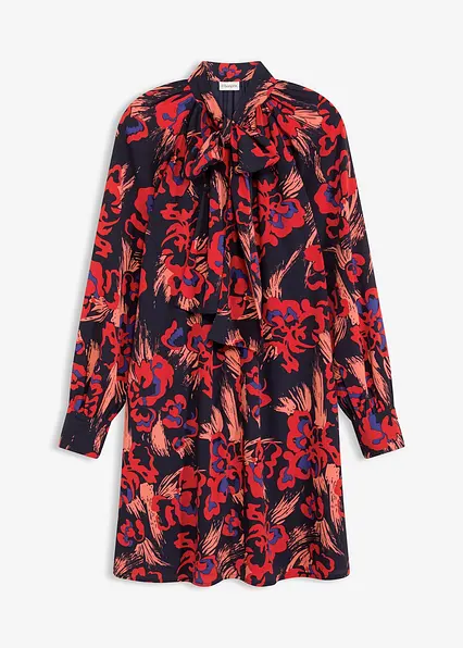 Kleid mit Schluppenkragen in blau von vorne - bonprix