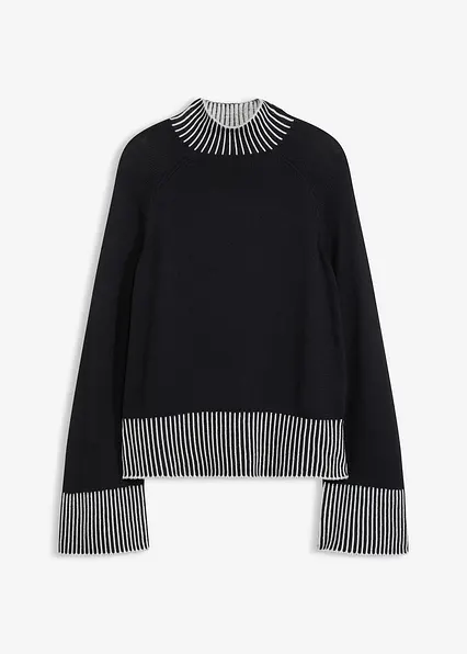 Stehkragenpullover in schwarz von vorne - bonprix