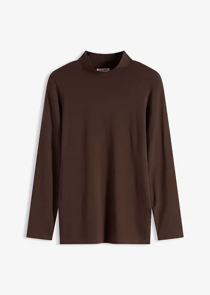 Figurbetontes Langarmshirt in braun von vorne - bonprix