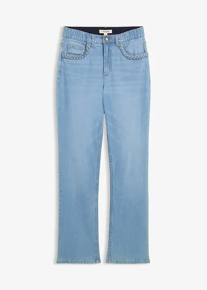 Straight-Jeans High Waist mit Taschendetails in blau von vorne - bonprix