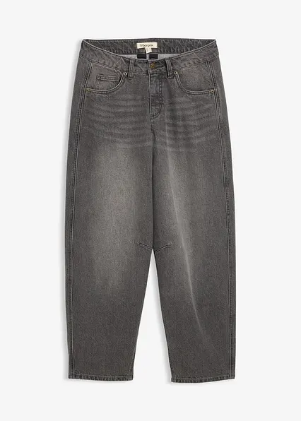 Ballon-Jeans Mid Waist in grau von vorne - bonprix