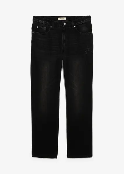Regular Fit Jeans aus reiner Baumwolle mit Komfortbund, Straight in schwarz von vorne - bonprix
