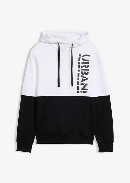 Kapuzensweatshirt, Slim Fit in schwarz von vorne - bonprix
