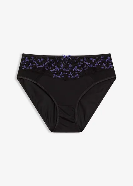Maxislip mit zarter Spitze in schwarz von vorne - bonprix