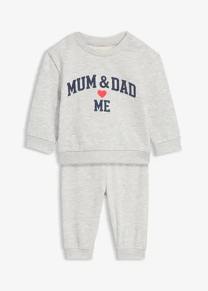 Sweatshirt und Hose (2-tlg.Set) in grau von vorne - bonprix
