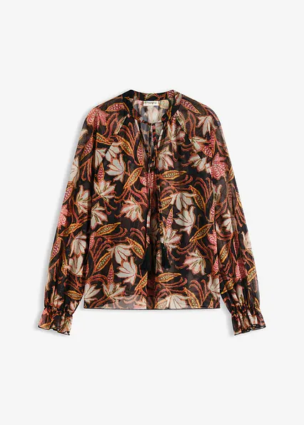 Tunika-Shirt aus softem Mesh in schwarz von vorne - bonprix