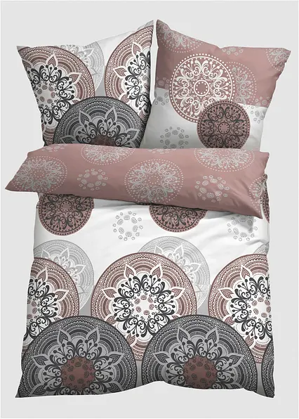 Bettwäsche mit Ornamenten in grau von vorne - bonprix
