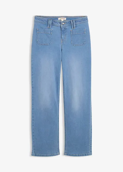 Straight-Jeans Mid Waist in blau von vorne - bonprix