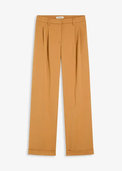 Bundfaltenhose in braun von vorne - bonprix