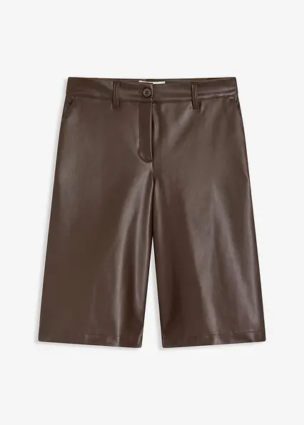 Lederimitat-Bermuda in braun von vorne - bonprix