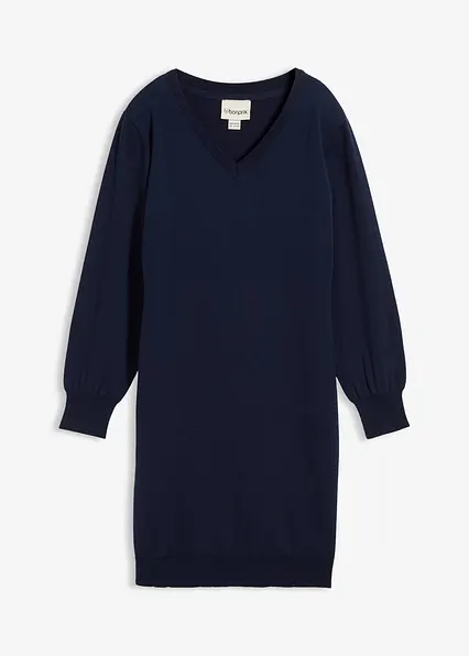 Strickkleid in blau von vorne - bonprix