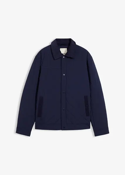 Steppjacke mit Cordkragen in blau von vorne - bonprix