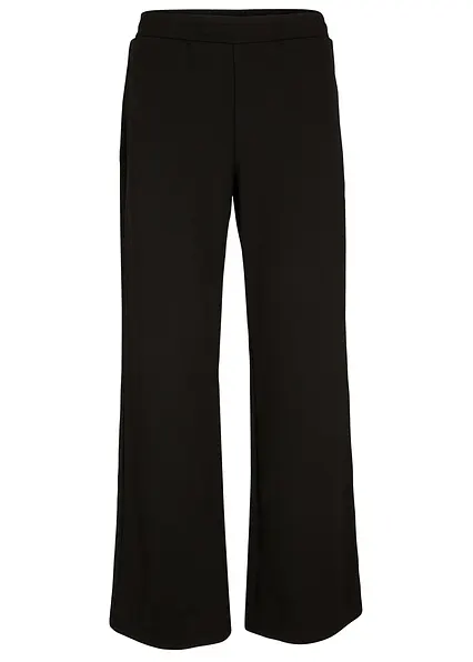 Weite Hose mit Gummibund aus Viskosemix in schwarz von vorne - bonprix
