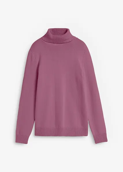 Rollkragenpullover in lila von vorne - bonprix