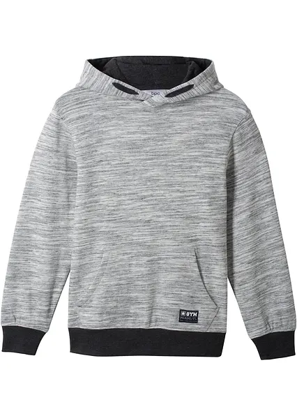 Hoodie in weichem Baumwoll-Mix in grau von vorne - bonprix