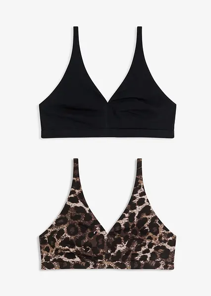 Bralette ohne Bügel mit Bio-Baumwolle in schwarz von vorne - bonprix
