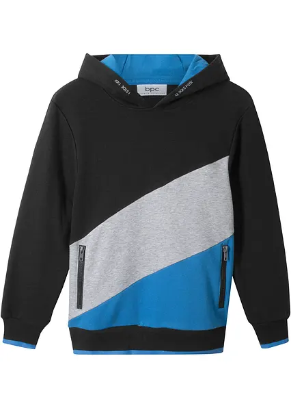 Hoodie aus reiner Bio-Baumwolle in schwarz von vorne - bonprix