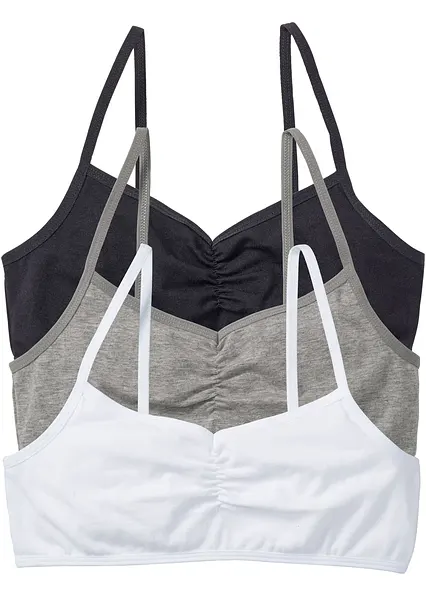 Bustier mit weicher Bio-Baumwolle (3er Pack) in weiß von vorne - bonprix
