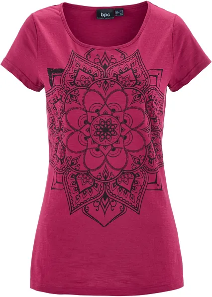 T-Shirt aus reiner Bio-Baumwolle in pink von vorne - bonprix